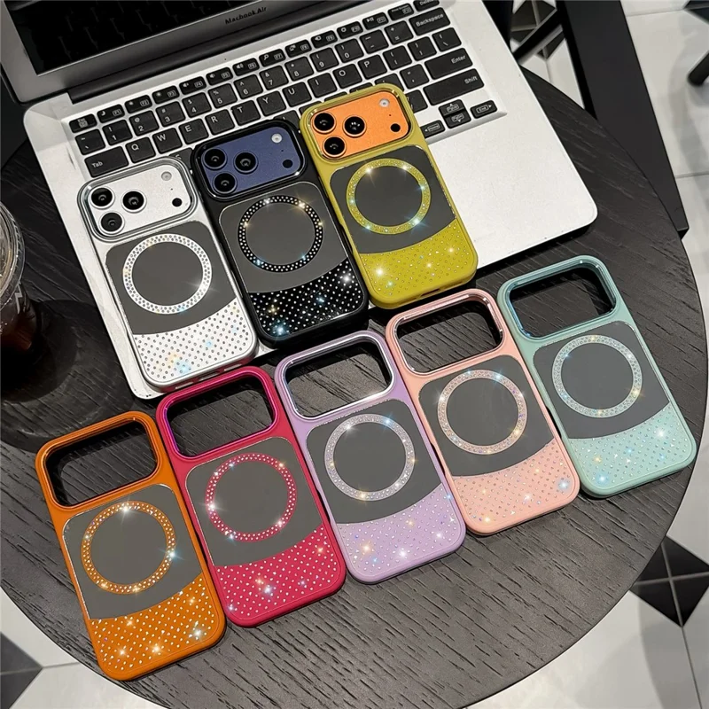 For iPhone 17 Pro Max Magnetic Case Mirror Surface TPU + PC Shockproof Phone Cover Compatible with MagSafe - Orange