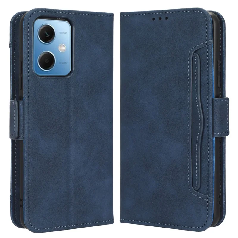 Funda de teléfono con múltiples ranuras para tarjetas para Xiaomi Redmi Note 12 5G (Global) / (India) / (China) / Poco X5 5G, funda con soporte y cierre magnético dual, carcasa protectora tipo billetera de cuero PU - Azul