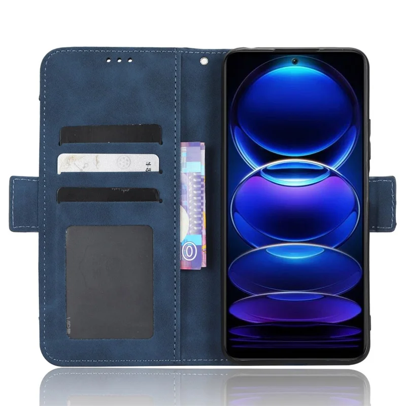 Funda de teléfono con múltiples ranuras para tarjetas para Xiaomi Redmi Note 12 5G (Global) / (India) / (China) / Poco X5 5G, funda con soporte y cierre magnético dual, carcasa protectora tipo billetera de cuero PU - Azul