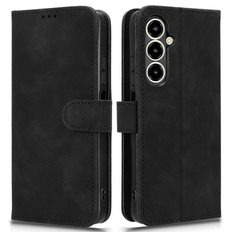 For ZTE nubia V80 Max 4G Leather Case Skin Feel Anti Drop Wallet Stand Flip Phone Cover - Black