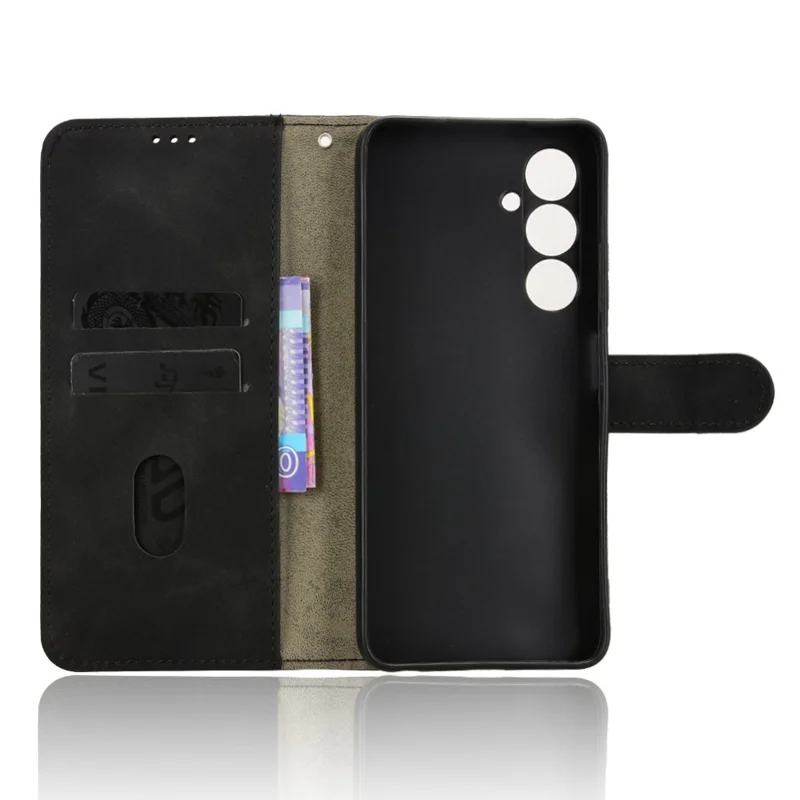 For ZTE nubia V80 Max 4G Leather Case Skin Feel Anti Drop Wallet Stand Flip Phone Cover - Black