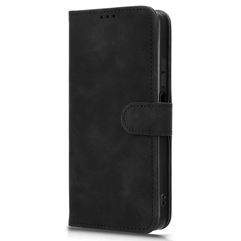 For ZTE nubia V80 Max 4G Leather Case Skin Feel Anti Drop Wallet Stand Flip Phone Cover - Black