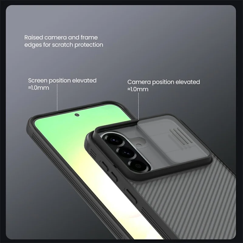 NILLKIN Série Camshield Pro para Capa Samsung Galaxy A57 5G TPU + PC com Cobertura de Câmara Deslizante - Preto Transparente