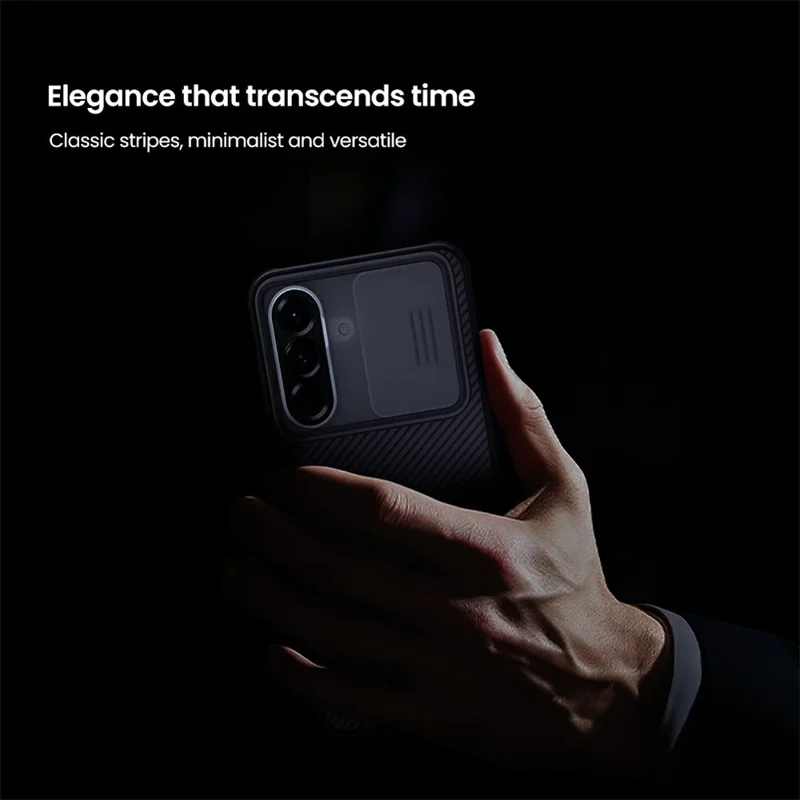 NILLKIN Série Camshield Pro para Capa Samsung Galaxy A57 5G TPU + PC com Cobertura de Câmara Deslizante - Preto Transparente