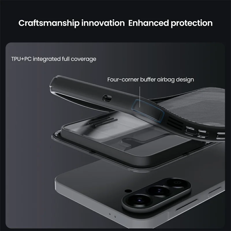 NILLKIN Série Camshield Pro para Capa Samsung Galaxy A57 5G TPU + PC com Cobertura de Câmara Deslizante - Preto Transparente