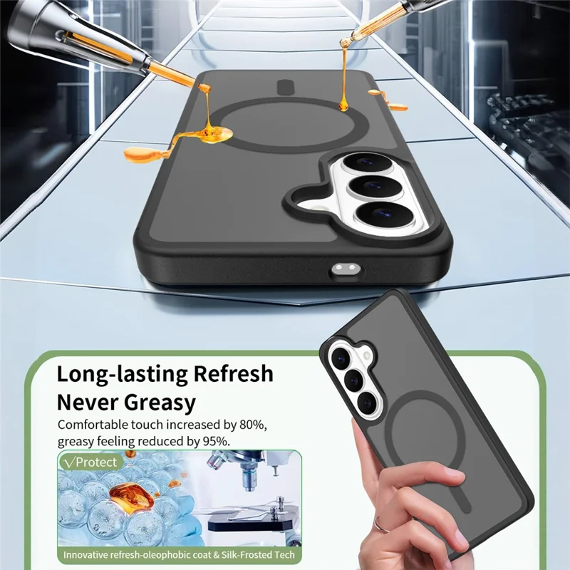 For Samsung Galaxy S26  /  S26 Pro Magnetic Case TPU Frame Acrylic Back Phone Cover Skin Touch - Black