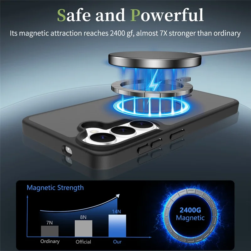 For Samsung Galaxy S26  /  S26 Pro Magnetic Case TPU Frame Acrylic Back Phone Cover Skin Touch - Black