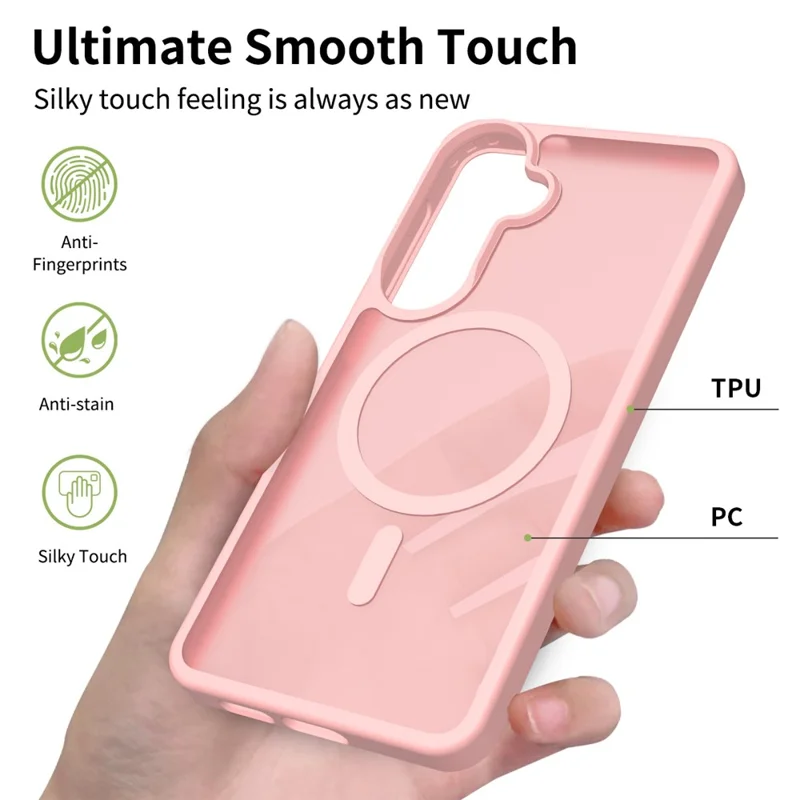 For Samsung Galaxy S26+ Magnetic Case TPU Frame Acrylic Back Phone Cover Skin Touch - Pink