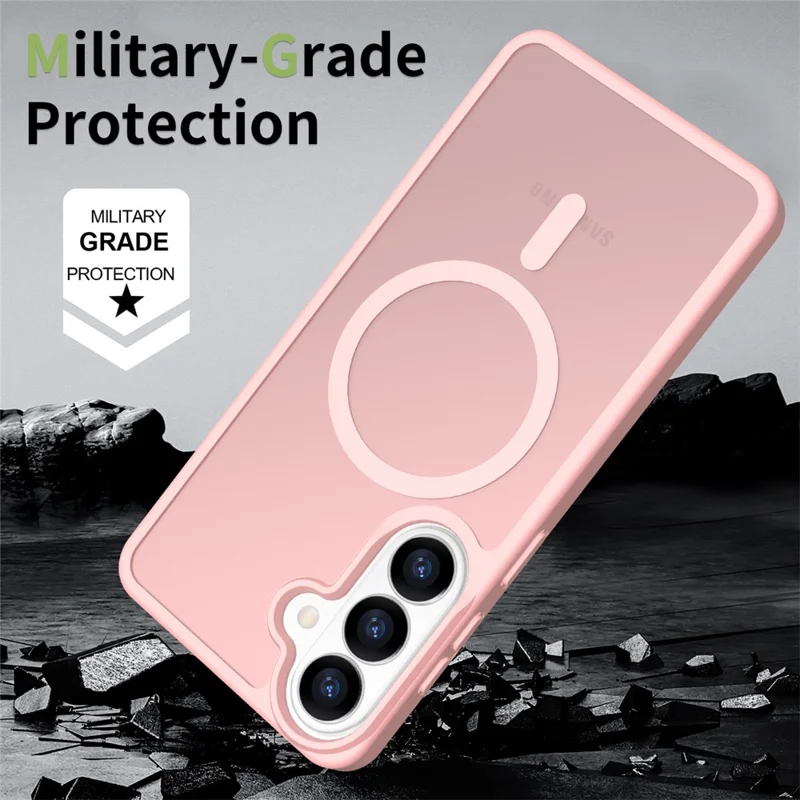 For Samsung Galaxy S26+ Magnetic Case TPU Frame Acrylic Back Phone Cover Skin Touch - Pink