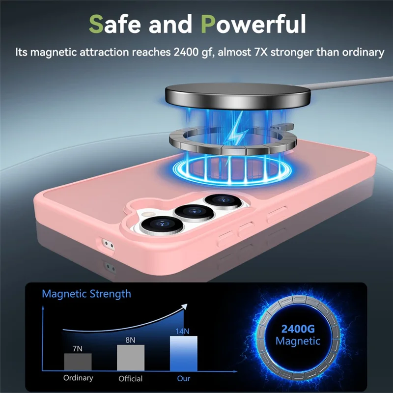 For Samsung Galaxy S26+ Magnetic Case TPU Frame Acrylic Back Phone Cover Skin Touch - Pink