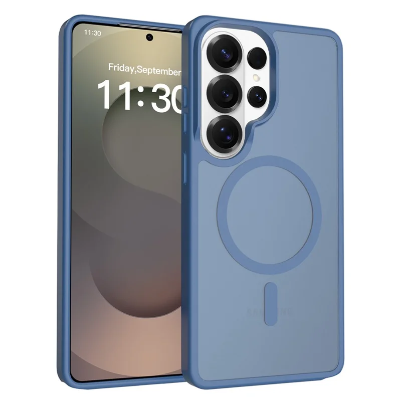 For Samsung Galaxy S26 Ultra Magnetic Case TPU Frame Acrylic Back Phone Cover Skin Touch - Blue