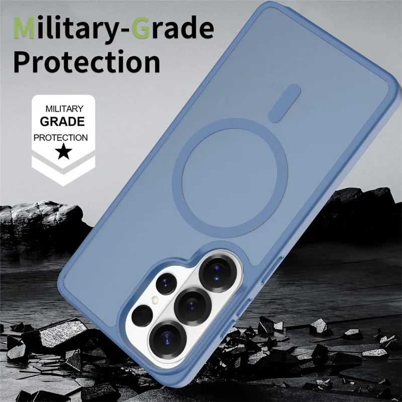 For Samsung Galaxy S26 Ultra Magnetic Case TPU Frame Acrylic Back Phone Cover Skin Touch - Blue