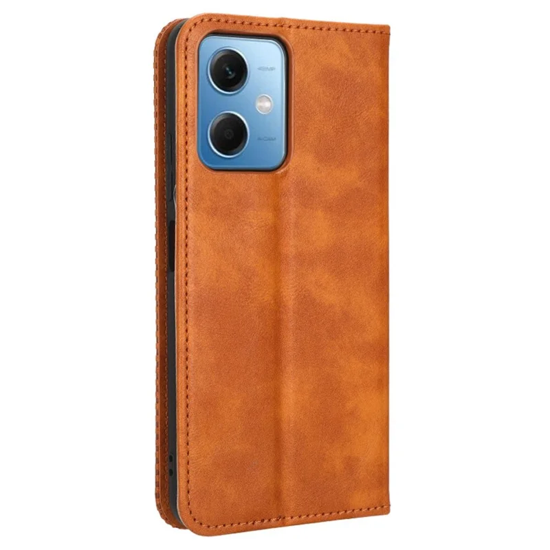 Retro Texture Phone Case For Xiaomi Redmi Note 12 5G (Global) / (India) / (China) / Poco X5 5G Imprinted Pattern PU Leather Magnetic Auto Closing Wallet Stand Full Protection Cell Phone Cover - Brown