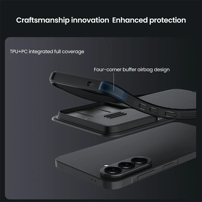 NILLKIN Camshield Pro für Samsung Galaxy A57 5G Magnetisches TPU + PC-Telefonetui mit Schiebe-Kamera - Schwarz