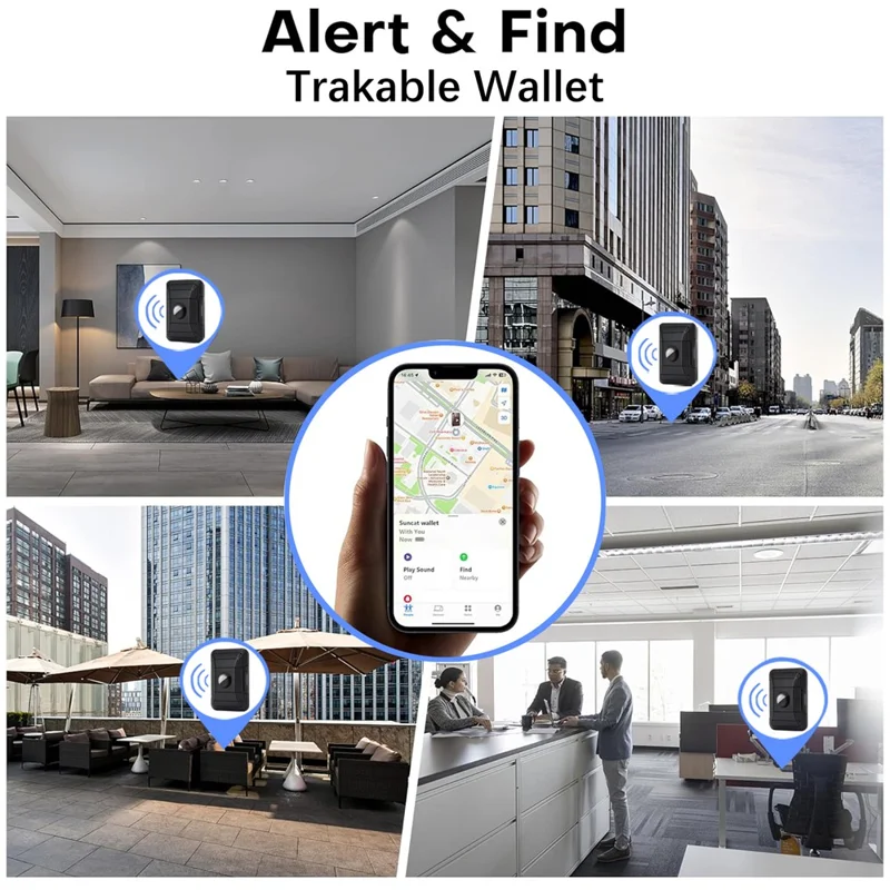 Funda protectora para AirTag, soporte magnético para tarjetas trasero para teléfono, billetera - Negro