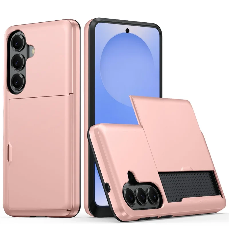 Capa para Samsung Galaxy A37 5G com Suporte para Cartões em TPU + PC - Dourado Rosa