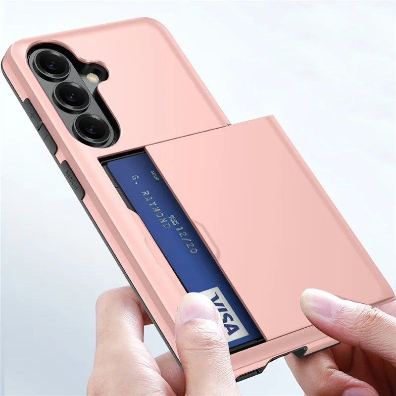 For Samsung Galaxy A57 5G Case with Card Holder TPU + PC Phone Back Cover - Rose Gold