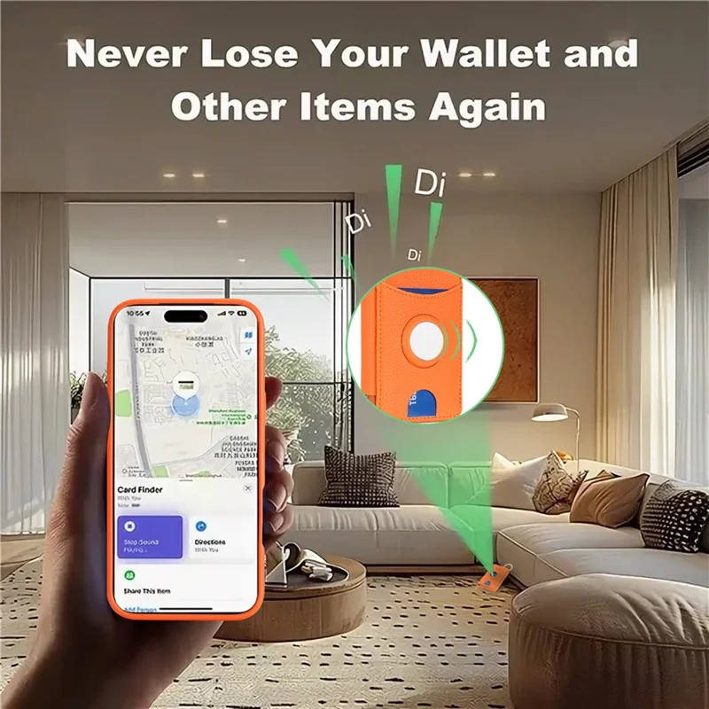 Coque pour iPhone 17 en cuir PU avec revêtement TPU, étui magnétique amovible avec emplacement pour AirTag - Orange