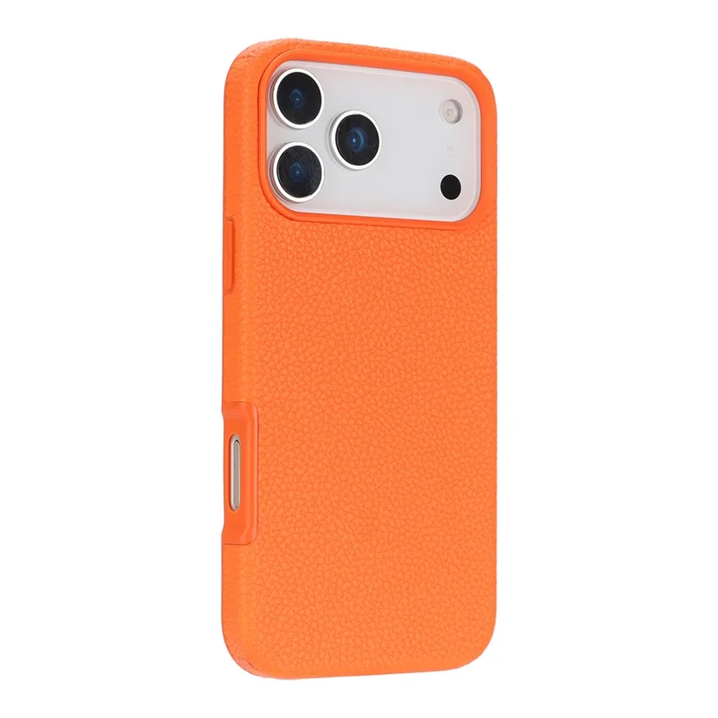 Coque pour iPhone 17 Pro, housse en cuir PU et TPU avec portefeuille magnétique détachable et emplacement pour AirTag - Orange