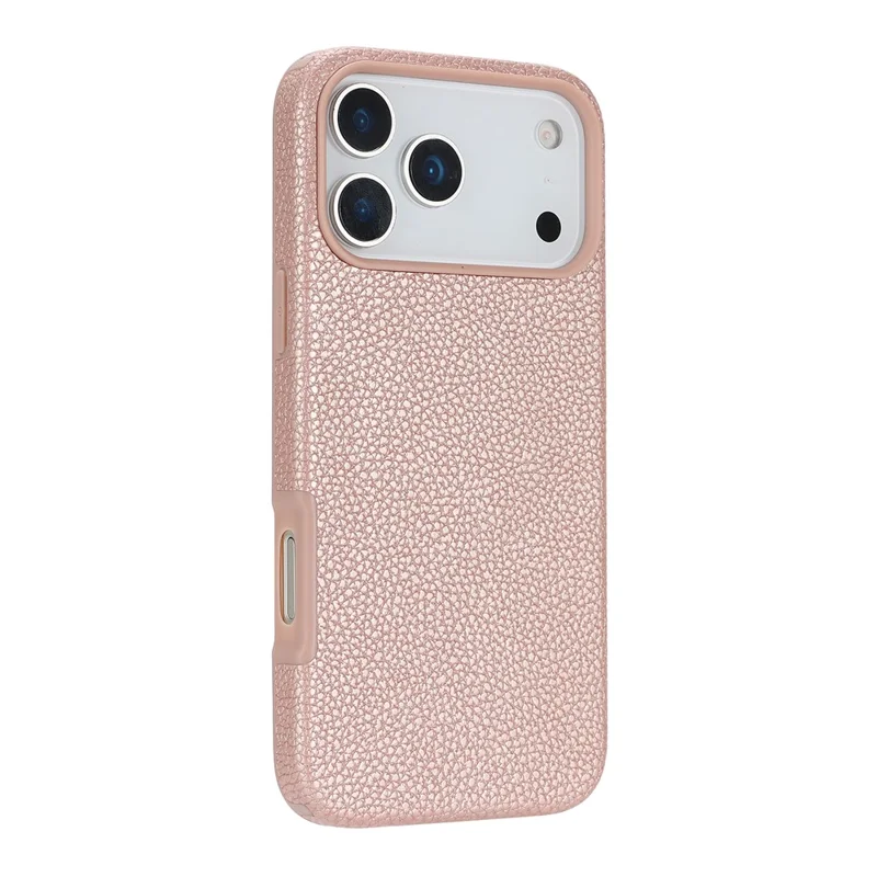 For iPhone 17 Pro Case PU Leather Coated TPU Phone Cover with Magnetic Detachable Wallet for AirTag - Rose Gold