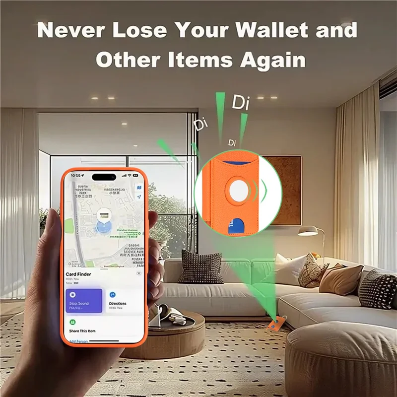 Coque pour iPhone 17 Pro Max, housse en cuir PU et TPU magnétique détachable avec porte-cartes et emplacement pour AirTag - Orange