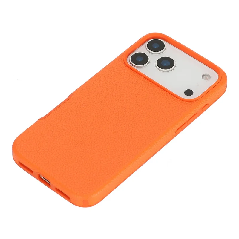 Coque pour iPhone 17 Pro Max, housse en cuir PU et TPU magnétique détachable avec porte-cartes et emplacement pour AirTag - Orange
