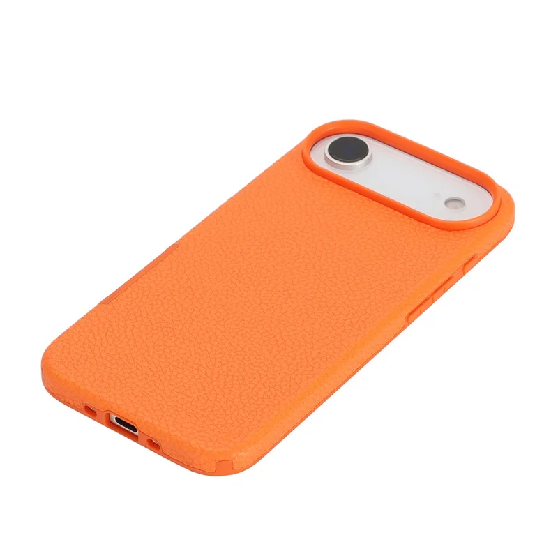 For iPhone Air Case PU Leather Coated TPU Phone Cover with Magnetic Detachable Wallet for AirTag - Orange