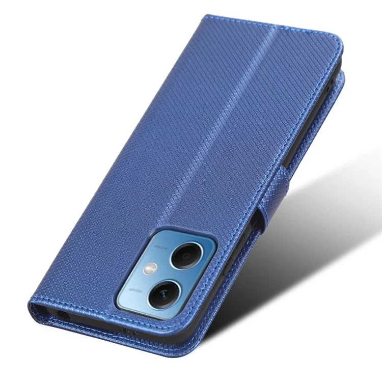 Cell Phone Cover for Xiaomi Redmi Note 12 5G (Global) / (India) / (China) / Poco X5 5G Wallet Viewing Stand Magnetic Closure Diamond Texture PU Leather Cell Phone Case - Blue