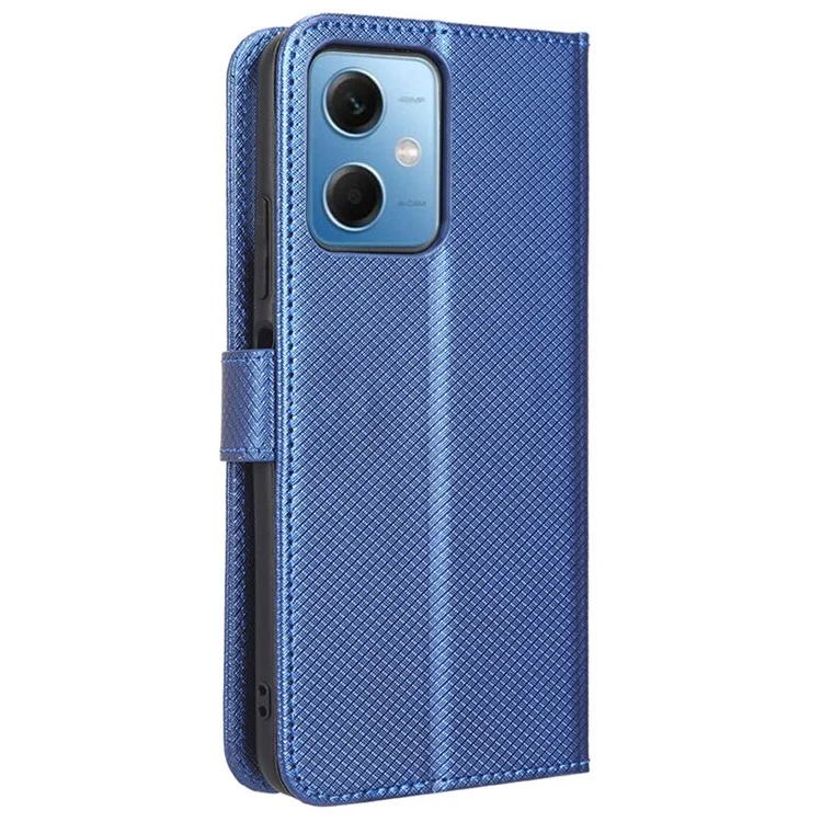 Cell Phone Cover for Xiaomi Redmi Note 12 5G (Global) / (India) / (China) / Poco X5 5G Wallet Viewing Stand Magnetic Closure Diamond Texture PU Leather Cell Phone Case - Blue