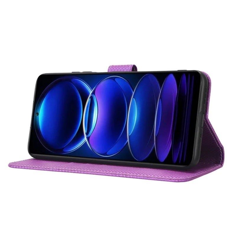 Cover per cellulare per Xiaomi Redmi Note 12 5G (Global) / (India) / (China) / Poco X5 5G Portafoglio Supporto per Visualizzazione Chiusura Magnetica Texture a Diamante Custodia in Pelle PU - Viola