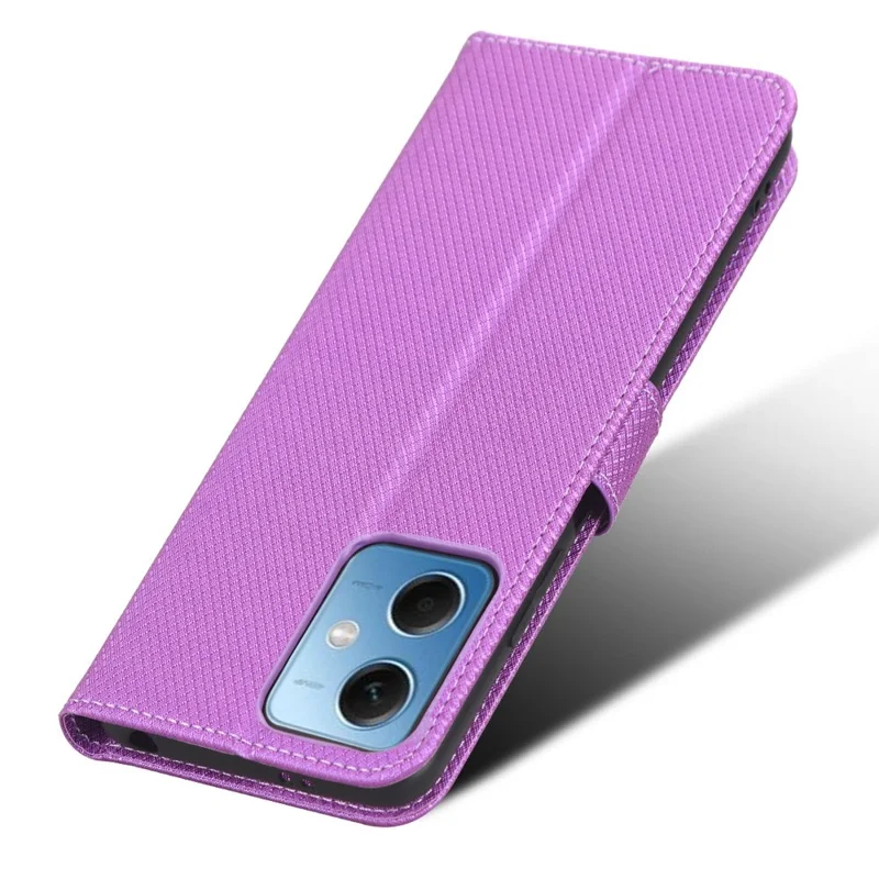 Cover per cellulare per Xiaomi Redmi Note 12 5G (Global) / (India) / (China) / Poco X5 5G Portafoglio Supporto per Visualizzazione Chiusura Magnetica Texture a Diamante Custodia in Pelle PU - Viola