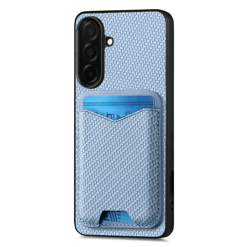 CASENEO C1-19 for Samsung Galaxy A57 5G Case Folding Kickstand Leather Back Cover Carbon Fiber Texture - Blue