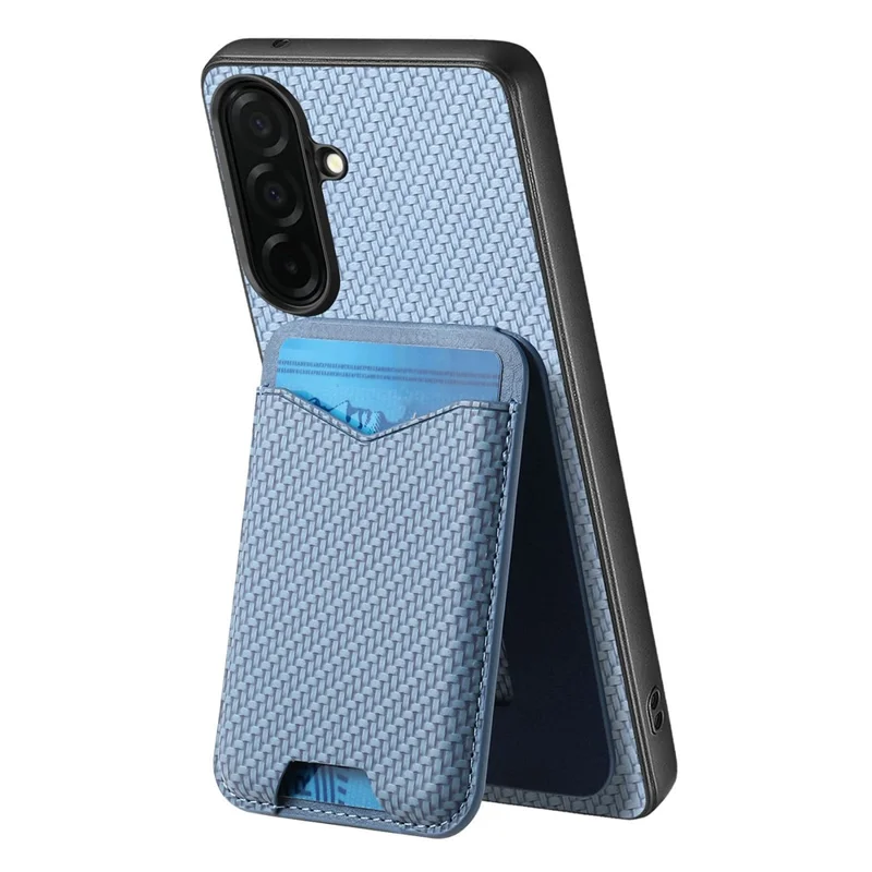 CASENEO C1-19 for Samsung Galaxy A57 5G Case Folding Kickstand Leather Back Cover Carbon Fiber Texture - Blue
