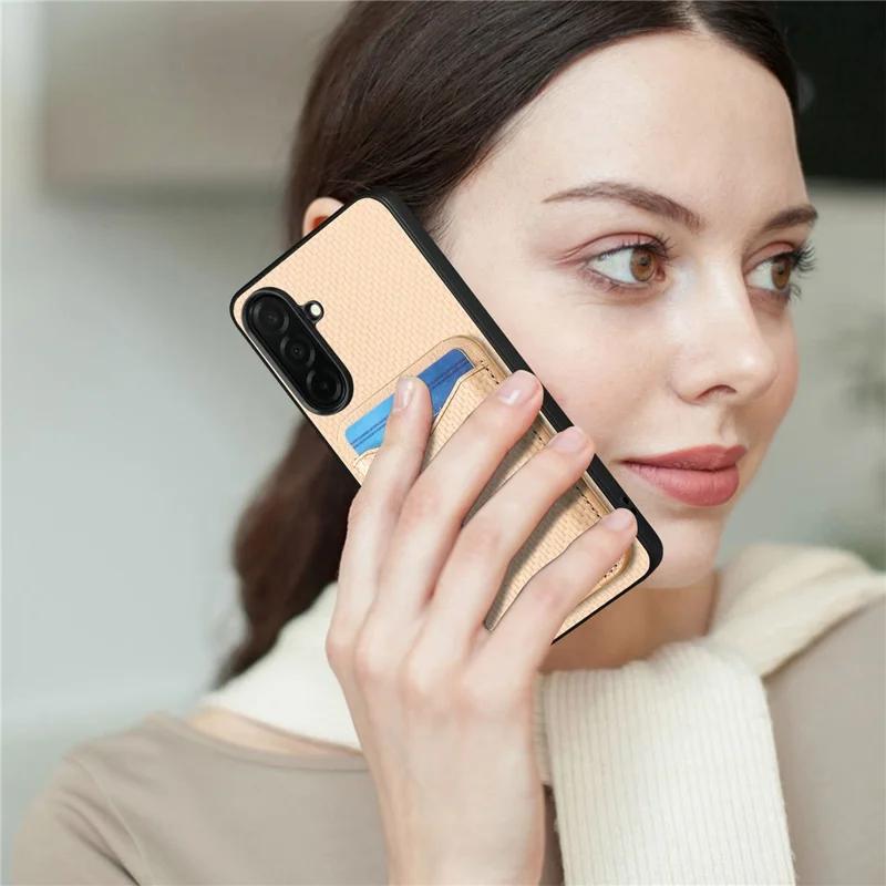 CASENEO C1-19 for Samsung Galaxy A37 5G Case Folding Kickstand Leather Back Cover Carbon Fiber Texture - Blue