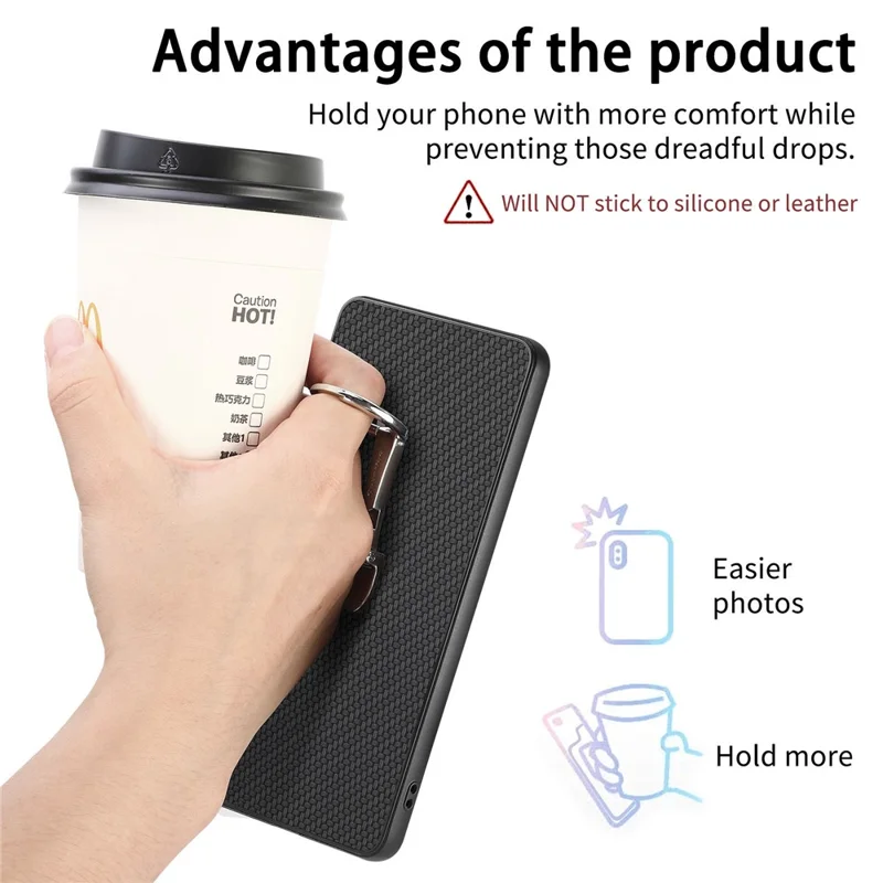 For Samsung Galaxy A37 5G Case Card Holder Kickstand Carbon Fiber Texture Back Cover - Black