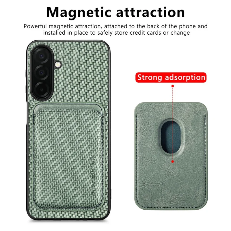 For Samsung Galaxy A57 5G Magnetic Case Detachable Card Holder Phone Back Cover - Green