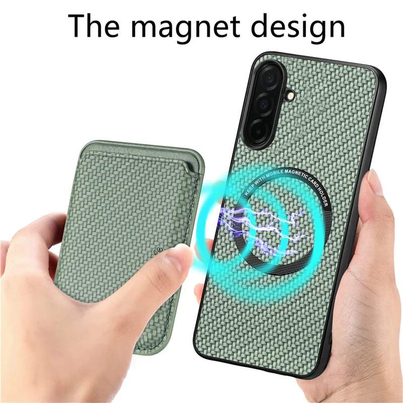 For Samsung Galaxy A57 5G Magnetic Case Detachable Card Holder Phone Back Cover - Green