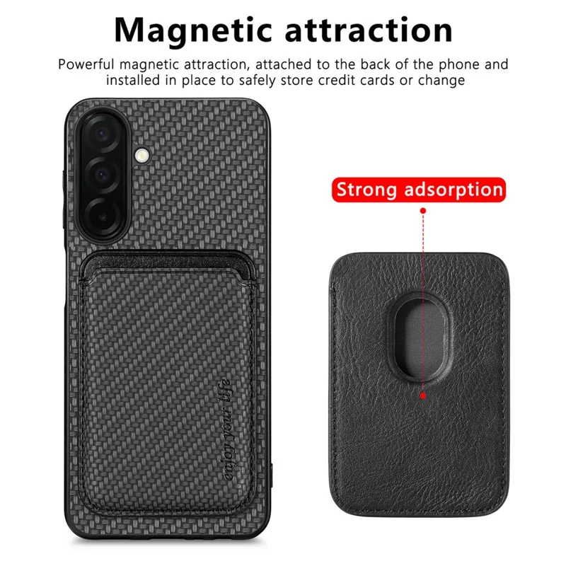 For Samsung Galaxy A37 5G Magnetic Case Detachable Card Holder Phone Back Cover - Black