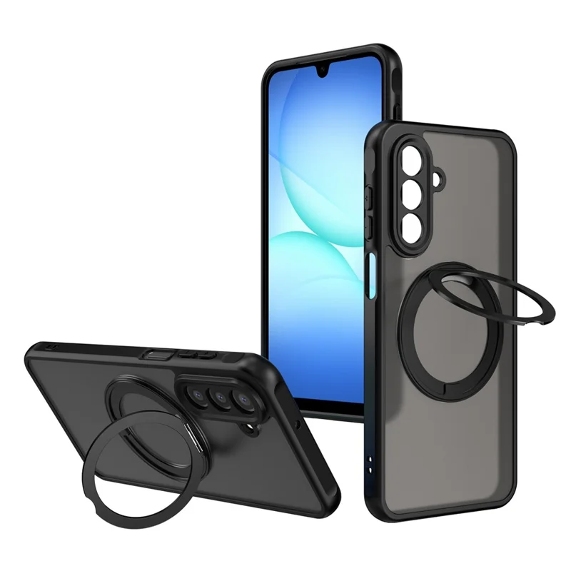 Bulk Purchasing For Samsung Galaxy A17 4G  /  A17 5G Magnetic Case Rotating Kickstand Anti Drop PC + TPU Phone Cover - Black