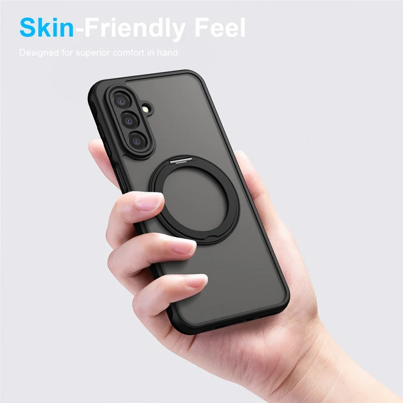 Bulk Purchasing For Samsung Galaxy A17 4G  /  A17 5G Magnetic Case Rotating Kickstand Anti Drop PC + TPU Phone Cover - Black