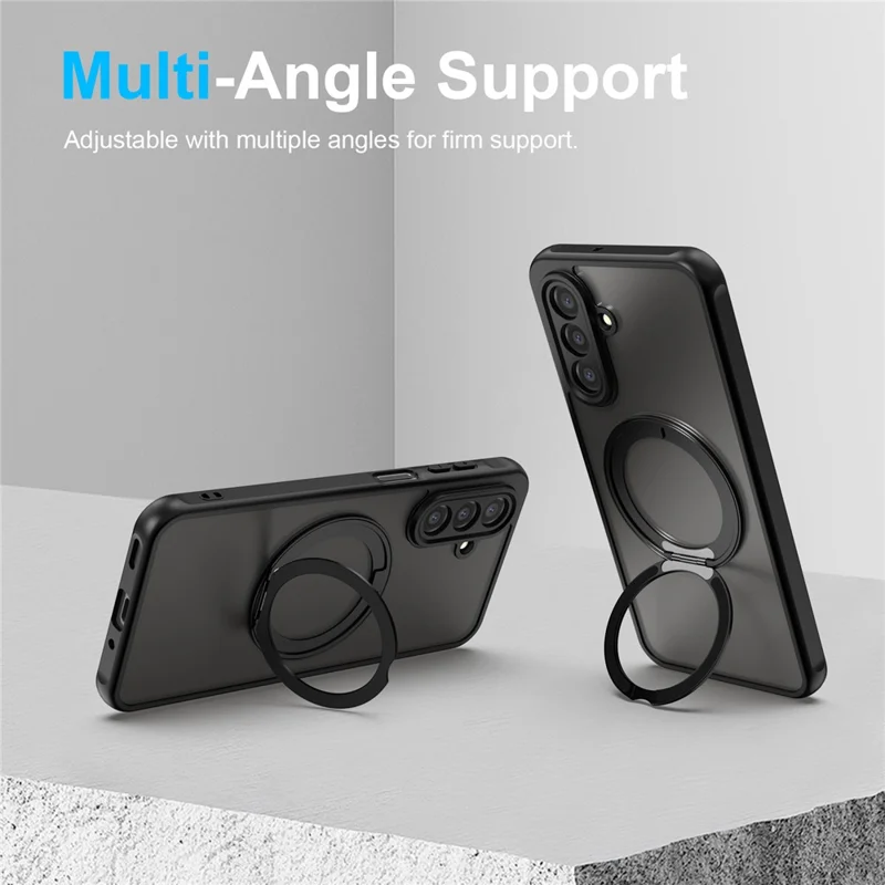 Bulk Purchasing For Samsung Galaxy A17 4G  /  A17 5G Magnetic Case Rotating Kickstand Anti Drop PC + TPU Phone Cover - Black
