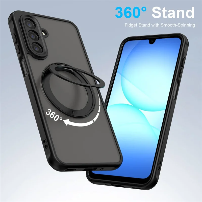 Bulk Purchasing For Samsung Galaxy A17 4G  /  A17 5G Magnetic Case Rotating Kickstand Anti Drop PC + TPU Phone Cover - Black
