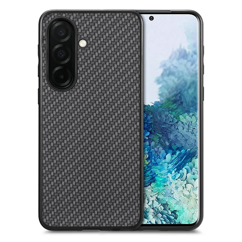 For Samsung Galaxy A57 5G Case Carbon Fiber Texture PU Leather + PC + TPU Phone Cover - Black