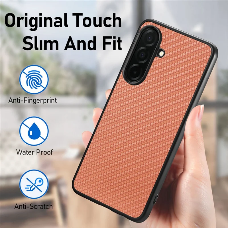 For Samsung Galaxy A57 5G Case Carbon Fiber Texture PU Leather + PC + TPU Phone Cover - Black