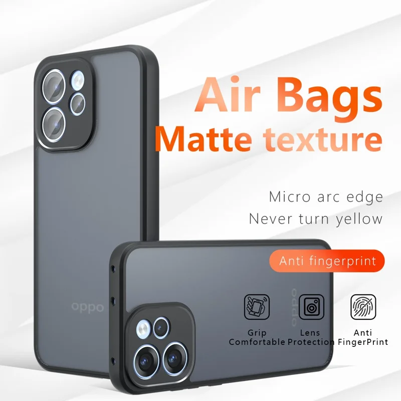 For Oppo Reno15 F 5G Case Skin-Touch TPU + PC Matte Phone Back Cover - Transparent Black