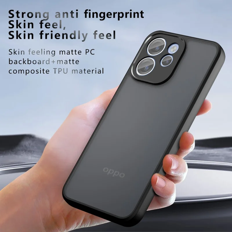 For Oppo Reno15 F 5G Case Skin-Touch TPU + PC Matte Phone Back Cover - Transparent Black
