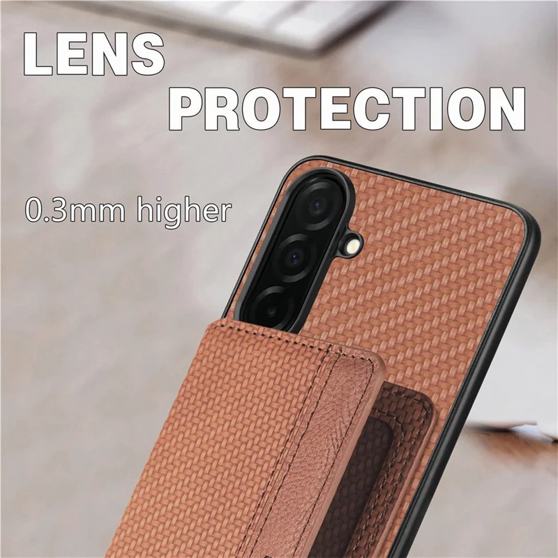 For Samsung Galaxy A37 5G Case RFID Blocking Carbon Fiber Leather Phone Back Cover with Card Holder - Green