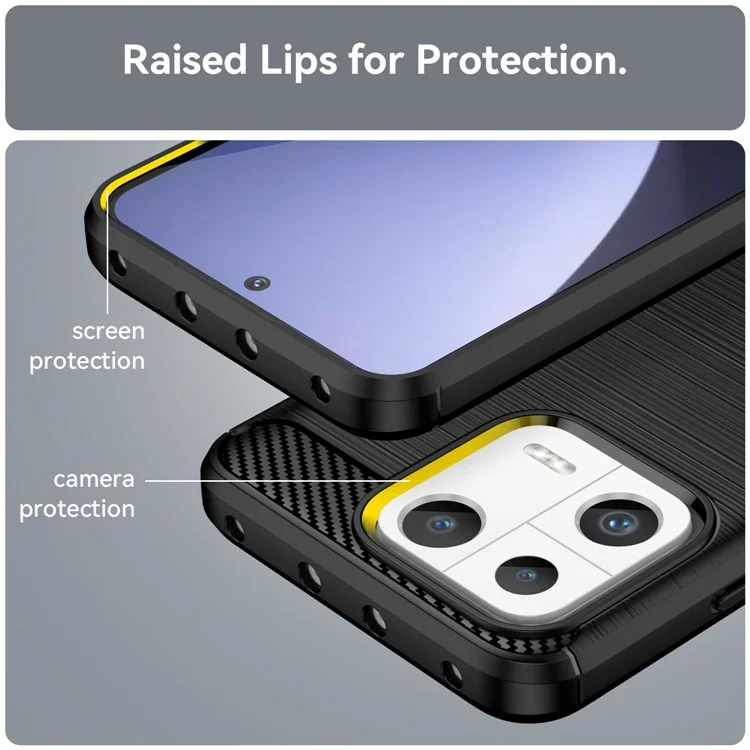 Para Xiaomi 13 Capa de Telefone de Fibra de Carbono TPU - Preta