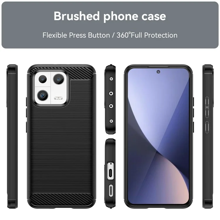 Para Xiaomi 13 Capa de Telefone de Fibra de Carbono TPU - Preta