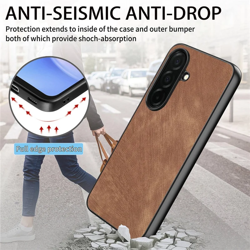 For Samsung Galaxy A57 5G Case Shockproof Slim Retro Leather Phone Back Cover - Brown